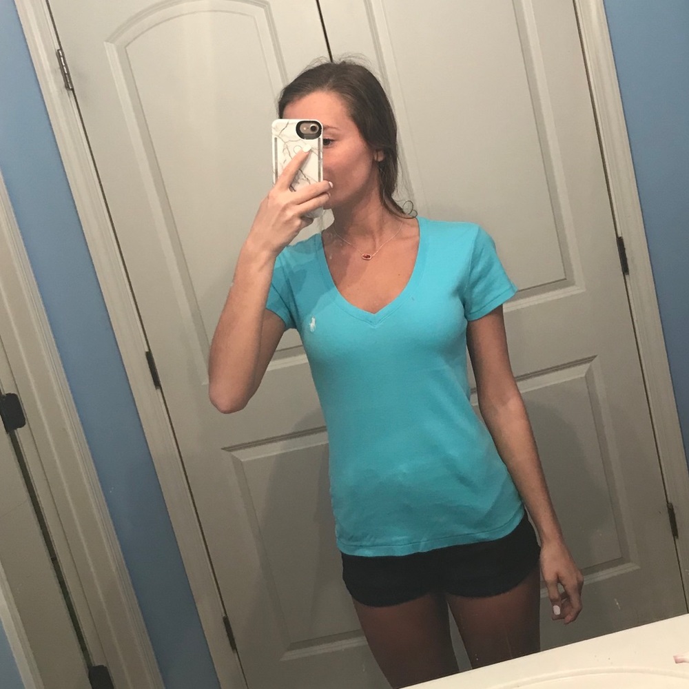 Teal polo v neck